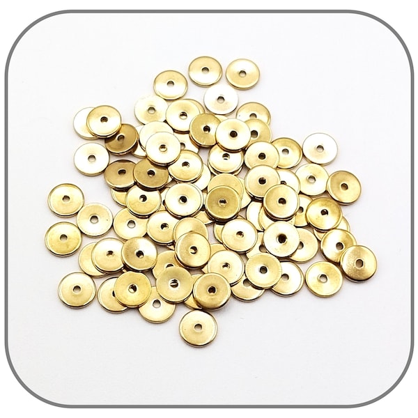 Lotx10 Rondelle Disque Acier doré Taille 6x0.7mm trou 1mm pour création de bijoux Intercalaire de Perle