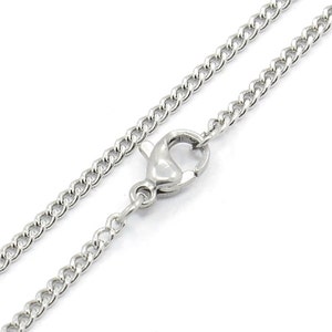 50cm x 2mm Silver Steel Curb Link Chain for Hanging Pendant for Women or Men