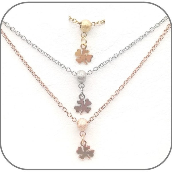 Breloque Acier Trèfle couleur Argent, Doré ou Or rose, pour créer des bijoux collier, bracelet, porte clés