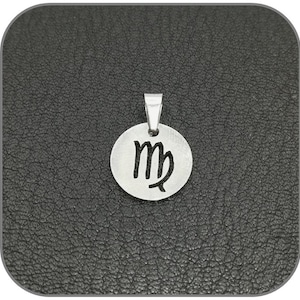 Virgo Pendant Astrological Sign Stainless Steel for Women or Men Steel Chain Option Bail for Necklace or Bracelet
