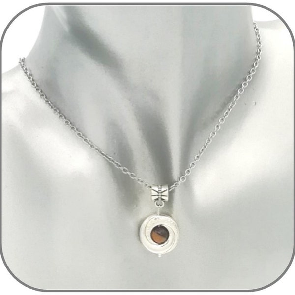 Pierre au choix Pendentif anneaux entrelacés avec perle 6mm en pierre naturelle pour femme