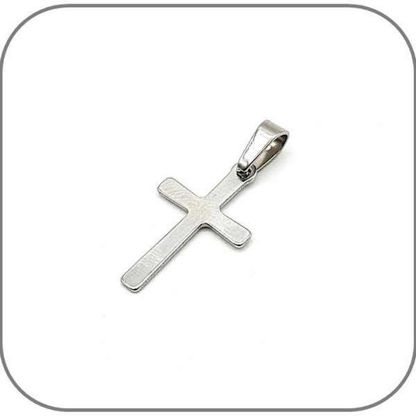 Pendentif Acier argent Croix Aspect lisse Acier inoxydable durable et solide pour homme ou femme Option chaîne collier acier