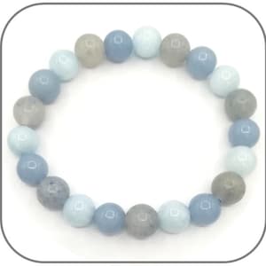 Communication Bracelet Natural Stone Angelite, Blue Aventurine and Aquamarine 6-8mm for women or men