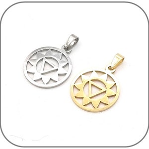 Colgante Manipura del 3er Chakra del Plexo Solar para circular la energía Acero plateado o dorado para mujer Opción de cadena de acero