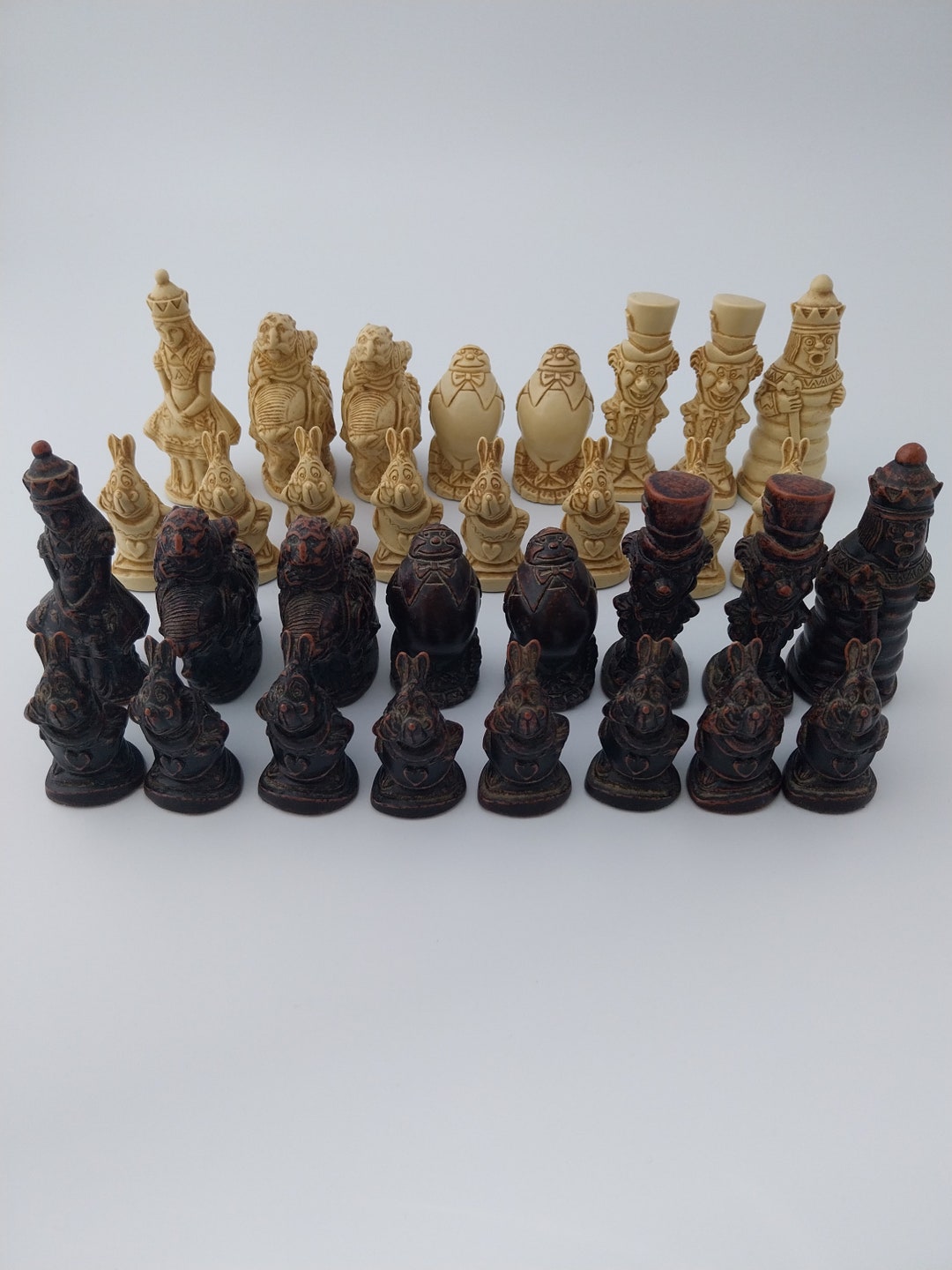 Vintage Chess Pieces Set by Studio Anne Carlton Featuring Alice in