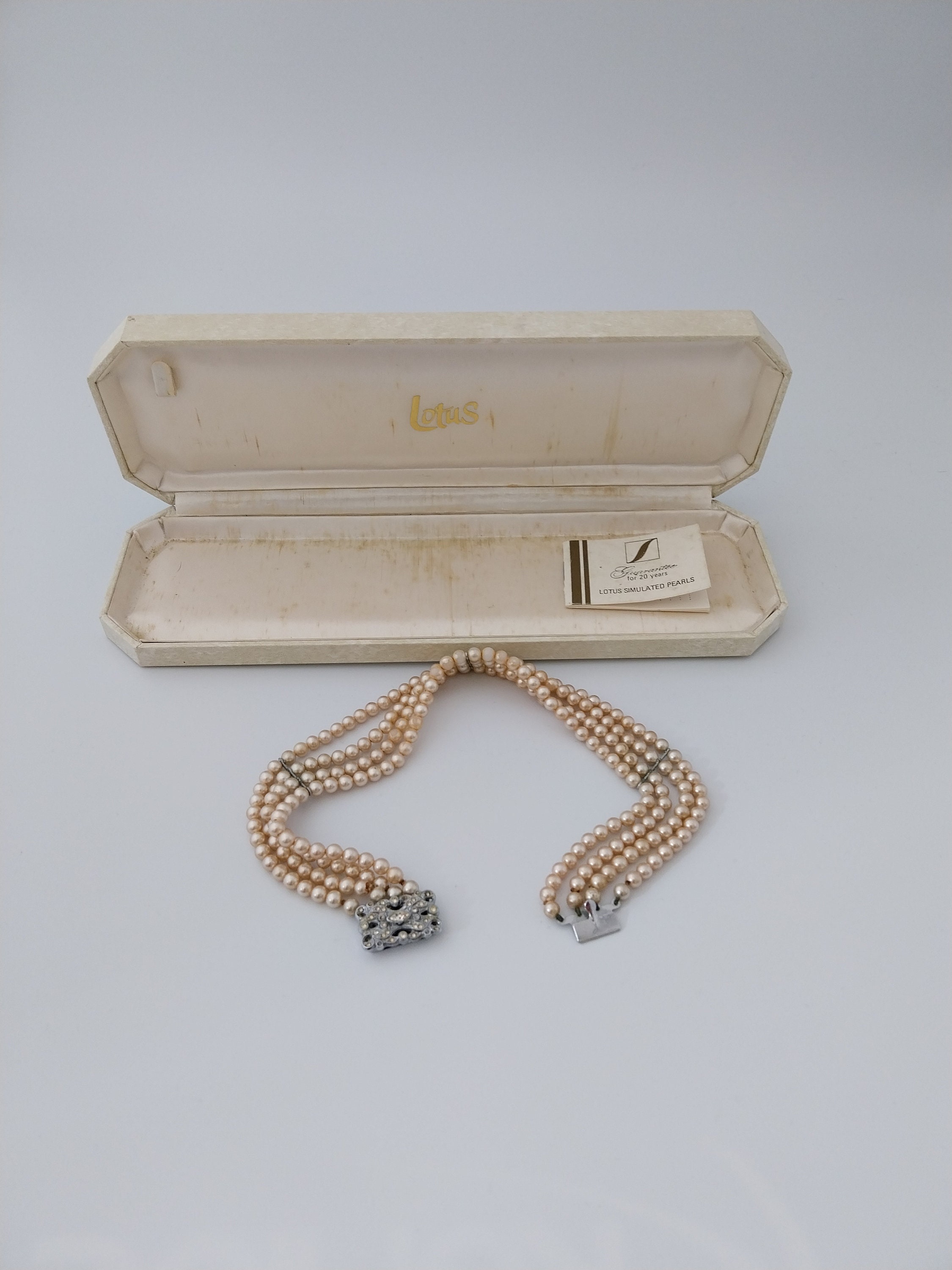 1980s Lotus Simulated Pearl Choker With Four Strands Original