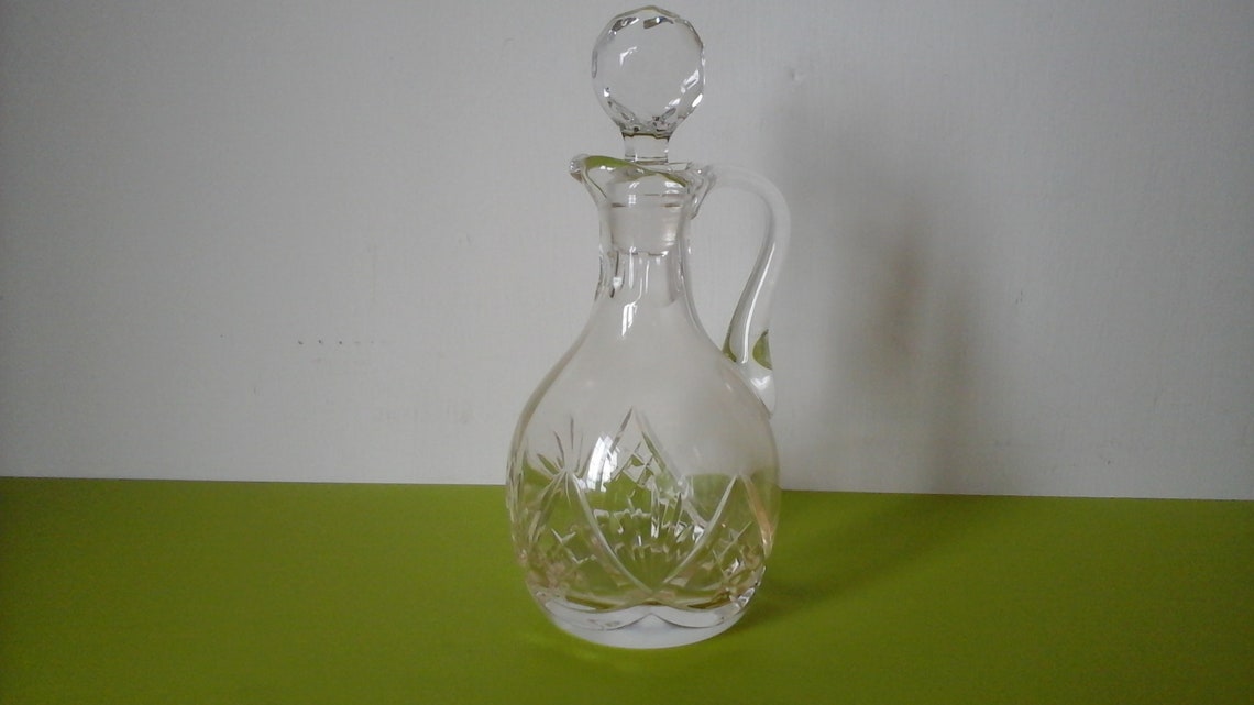 Vintage Olive Oil Dispenser in Decorative Cut Glass With Glass Etsy UK