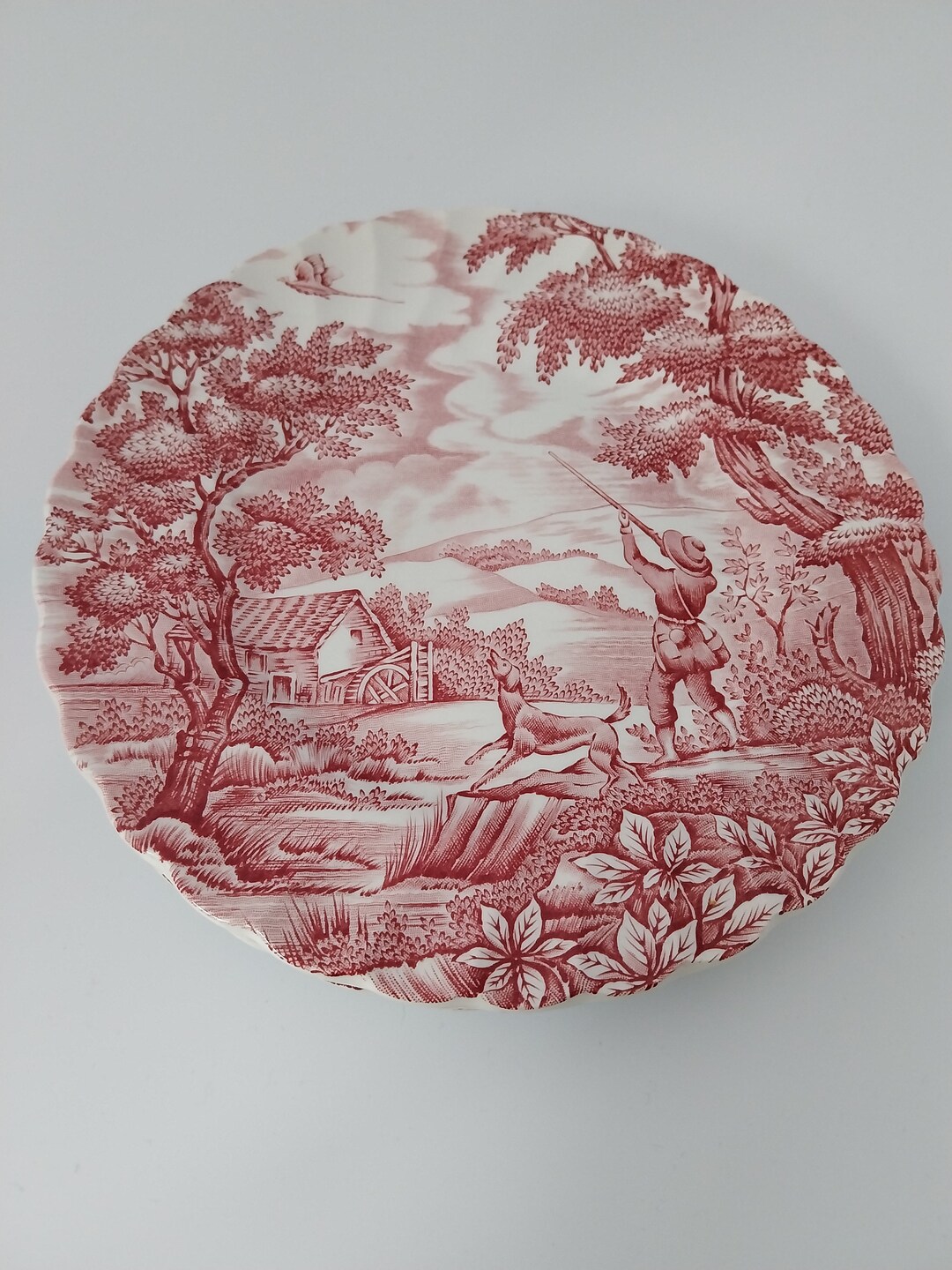 Vintage Myotts Side Plates, Dessert Plates in a Pink/red Colour in the