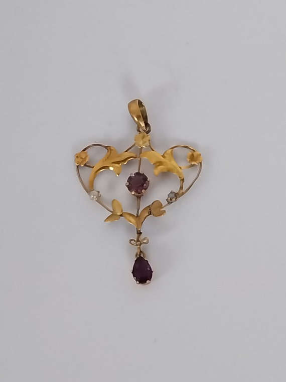 Antique Victorian Edwardian Gold Pendant with Amet