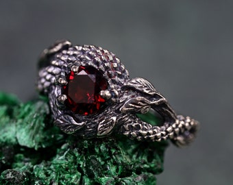 Silver Dragon Scale Ring - Mystical & Handcrafted, Enchanted Fantasy Jewelry, Unique Dragon Design, Perfect for Gift