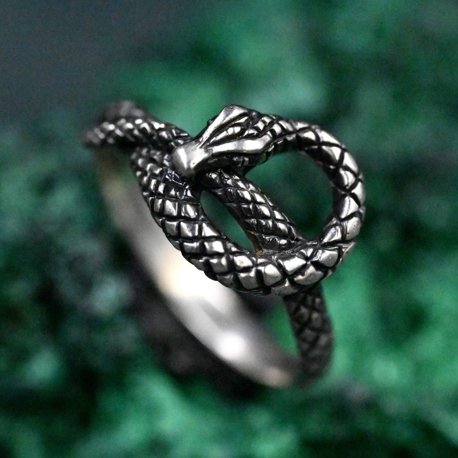 Unique Handcrafted Silver Serpent Gorgon Ring - Mystical Gothic Serpentine Jewelry, Powerful Symbolic Gift