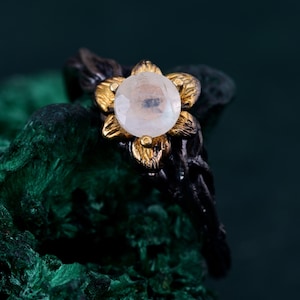 Enchanted Forest Ruby Ring, Ruby Blossom Twig Ring, Woodland Whispers Ring, Whimsical Vine Ring, Unique ring