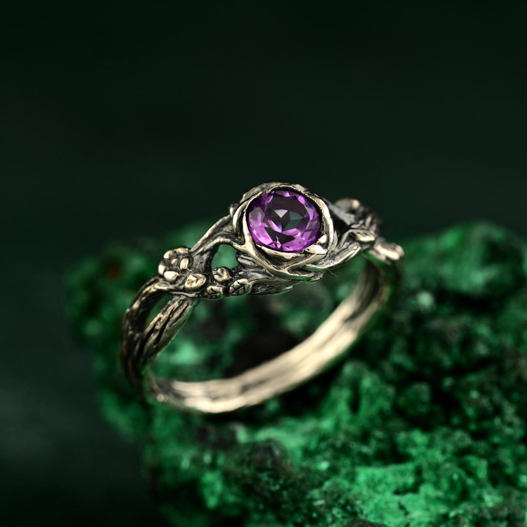 Unique Rings Jewelry Handcrafted 925 Silver Amethyst Ring for Women, Handmade Gemstone ...