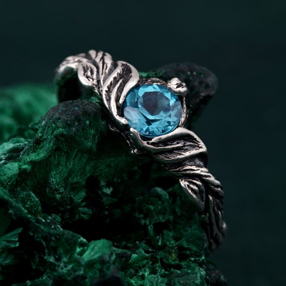 Swiss Topaz Forest Enchanted Wedding Band in Sterling Silver — Personalized
