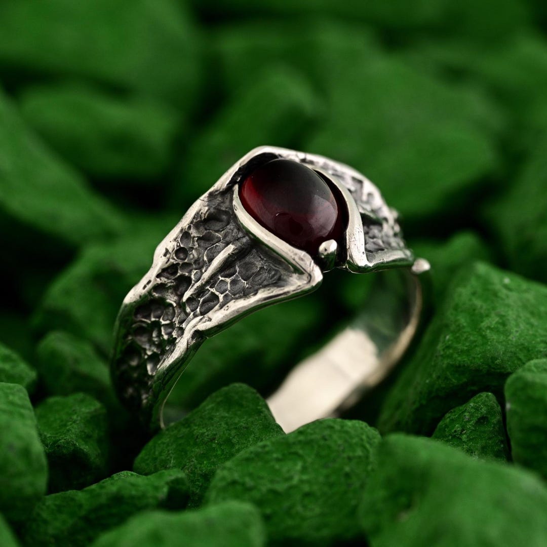 Garnet Gothic Forest Ring in Sterling Silver — Personalized Sterling ...