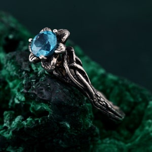 Unique ring, Topaz Blossom Twig Ring, Enchanted Forest Topaz  Ring, Woodland Whispers Ring, Whimsical Vine Ring