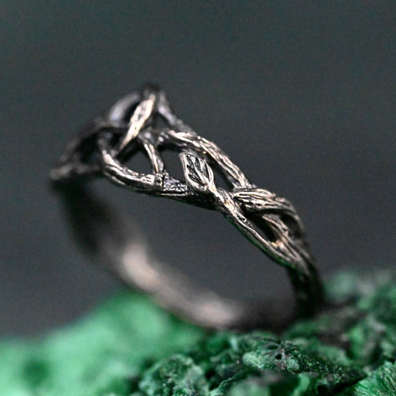 Enchanted Forest Silver Ring- Celtic Knot, Wood Texture, Handcrafted ...