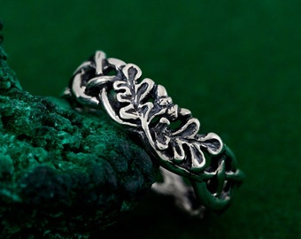 Enchanted Woods Ring, Nature's Embrace, Silver Forest Band, Harmonious Grove Ring, Woodland Whispers, Gift for Her, Gift for Him