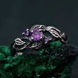 Alianças de casamento femininas, anel Nature&#39;s Finest, anel Árvore da Vida, anel Leafy Splendor, joia de prata da floresta, anel de noivado