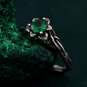 Botanische Eleganz Ring, Floraler Zweig Harmonie Ring, Blüten Zweig Ring, Blütenzweig Ring, Blütenblatt Ring der Natur, Einzigartiger Ring