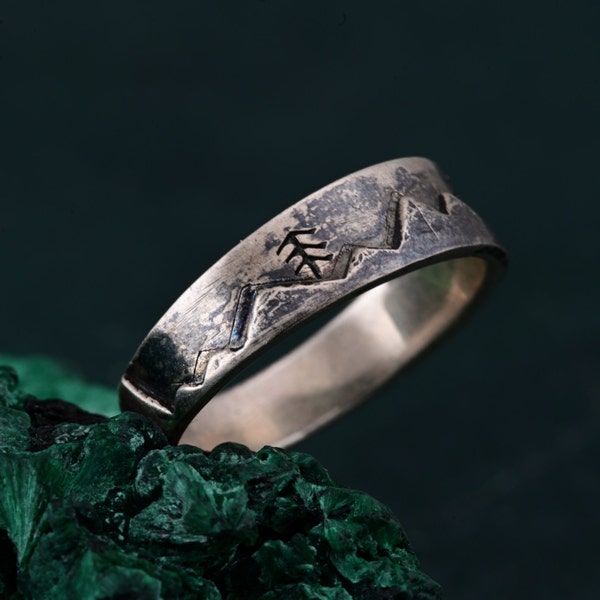 Summit Serenity Ring, Alpine Beauty Ring, Wilderness Whispers Ring, Nature's Majesty Ring, Elevated Elegance Ring, Wedding Ring