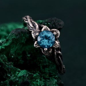 Enchanted Forest Topaz  Ring, Topaz Blossom Twig Ring, Woodland Whispers Ring, Whimsical Vine Ring, Unique ring