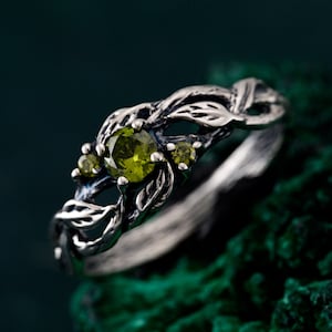 Nature's Finest Ring, Silver Leaf Eleganz, Baum des Lebens Band, Blatt Pracht Ring, Silber Wald Juwel, Verlobungsring