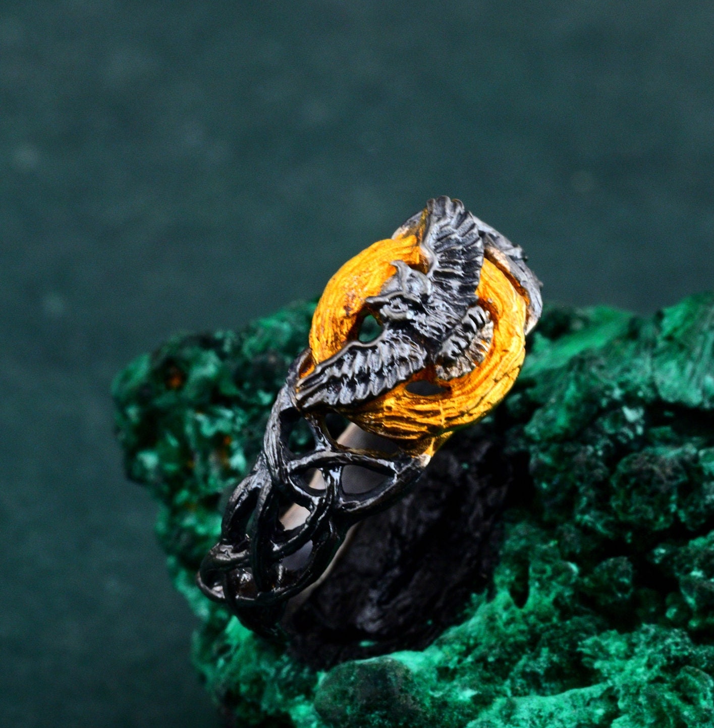 Handcrafted Silver and Gold Owl Ring - Unique Bird Jewelry - Artisan Gift for Her