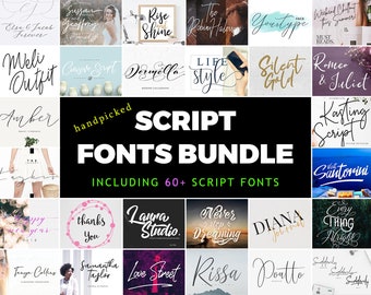 The Best 60 Handpicked Modern Wedding Script Font Bundle, Digital, Swirly, Swash, Handwritten, Calligraphy, Signature, Invitation Collection