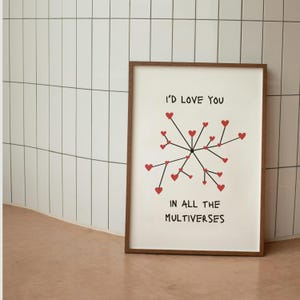 Poster stampabile multiverso romantico | Frase d'amore minimalista | Decoratief parete moderna | Arte da parete regalo San Valentino unico