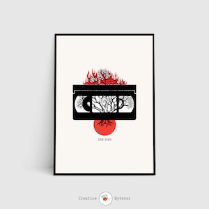 Inspired Horror Movie Printable Posters, Digital Art Print, Minimalist The Ring Retro Style Movie Poster,  Gift for Scary Film Lovers