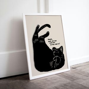 Poster Gatto Divertente, Stampa Digitale Minimalista, Decorazione Casa Moderna, Arte Stampabile Ironica, Regalo Amante dei Gatti, Wall Art