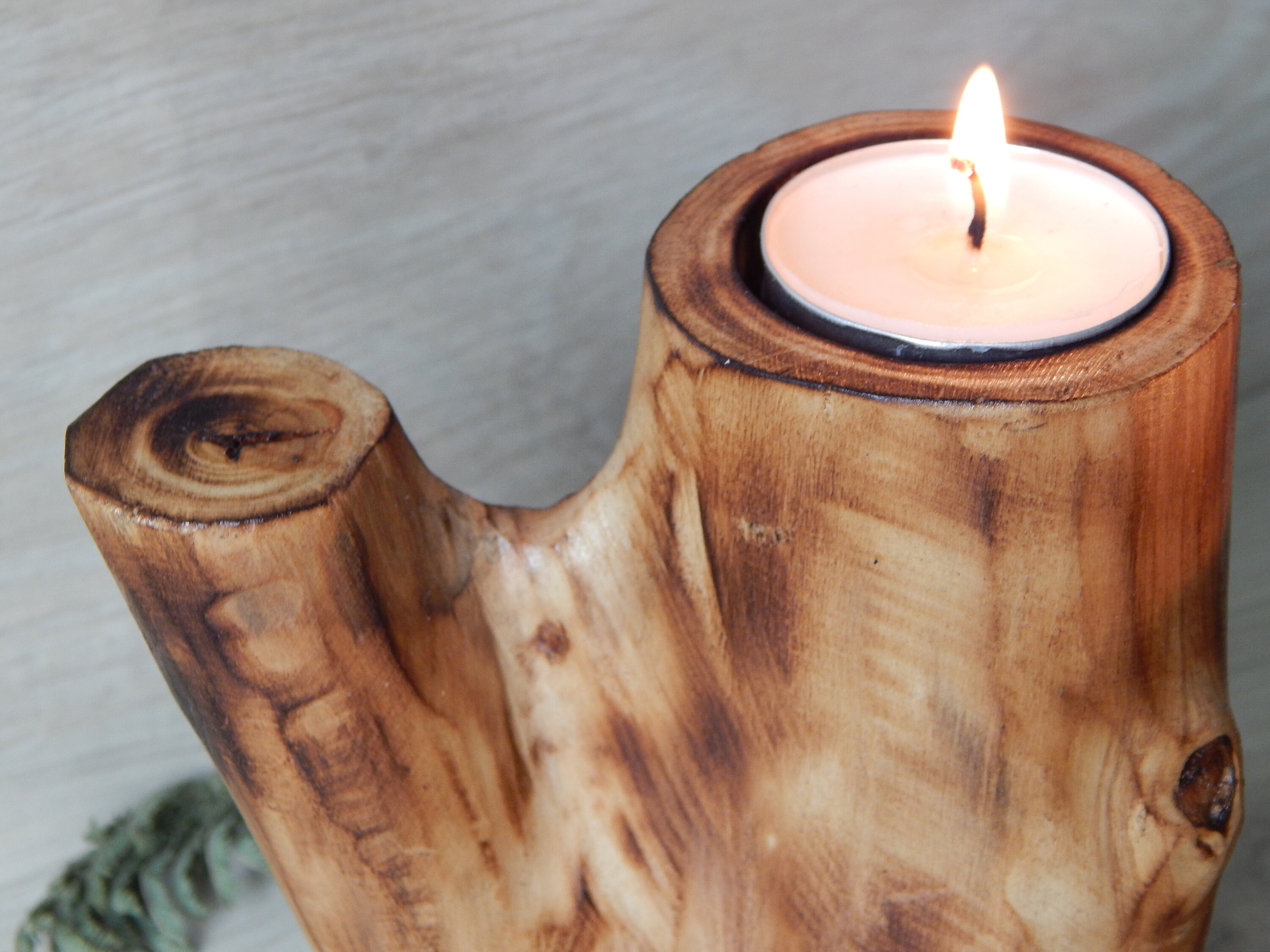 Set of 2 Burned Candle Holders 4 Inch Rustic Candle Holders Etsy