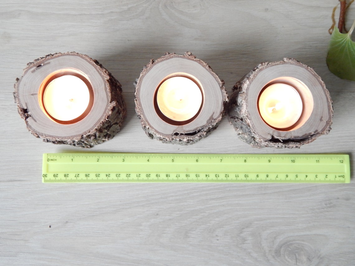 SET OF 3 Birch Candle Holders White birch candle Tree Branch Etsy