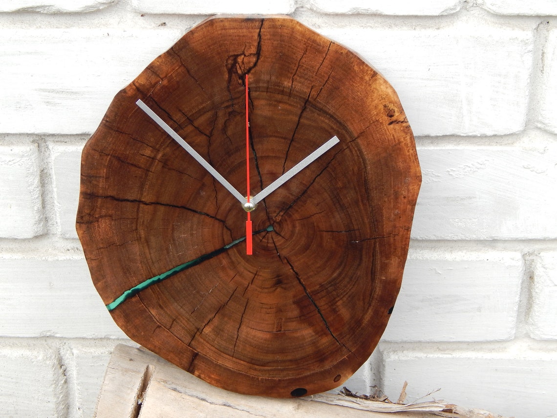 11 Wood epoxy clock Unique wall clock Wood clock Pretty Etsy