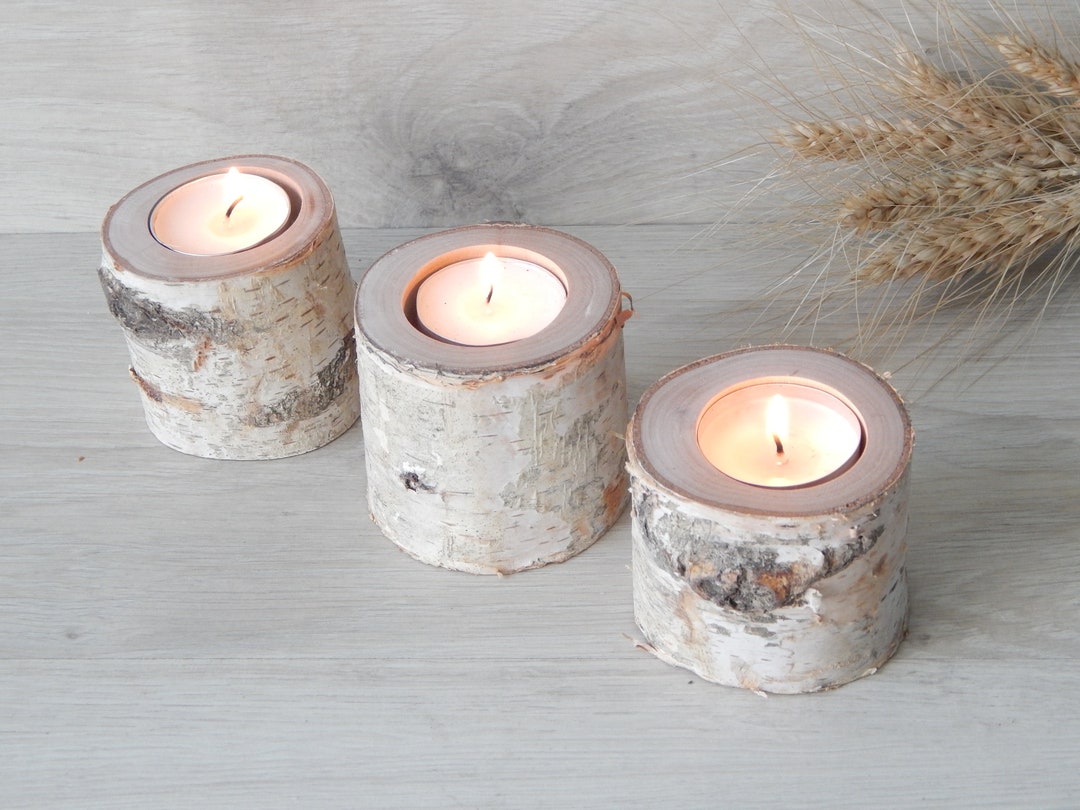 SET OF 3 Birch Candle Holders White Birch Candle Tree Branch Etsy
