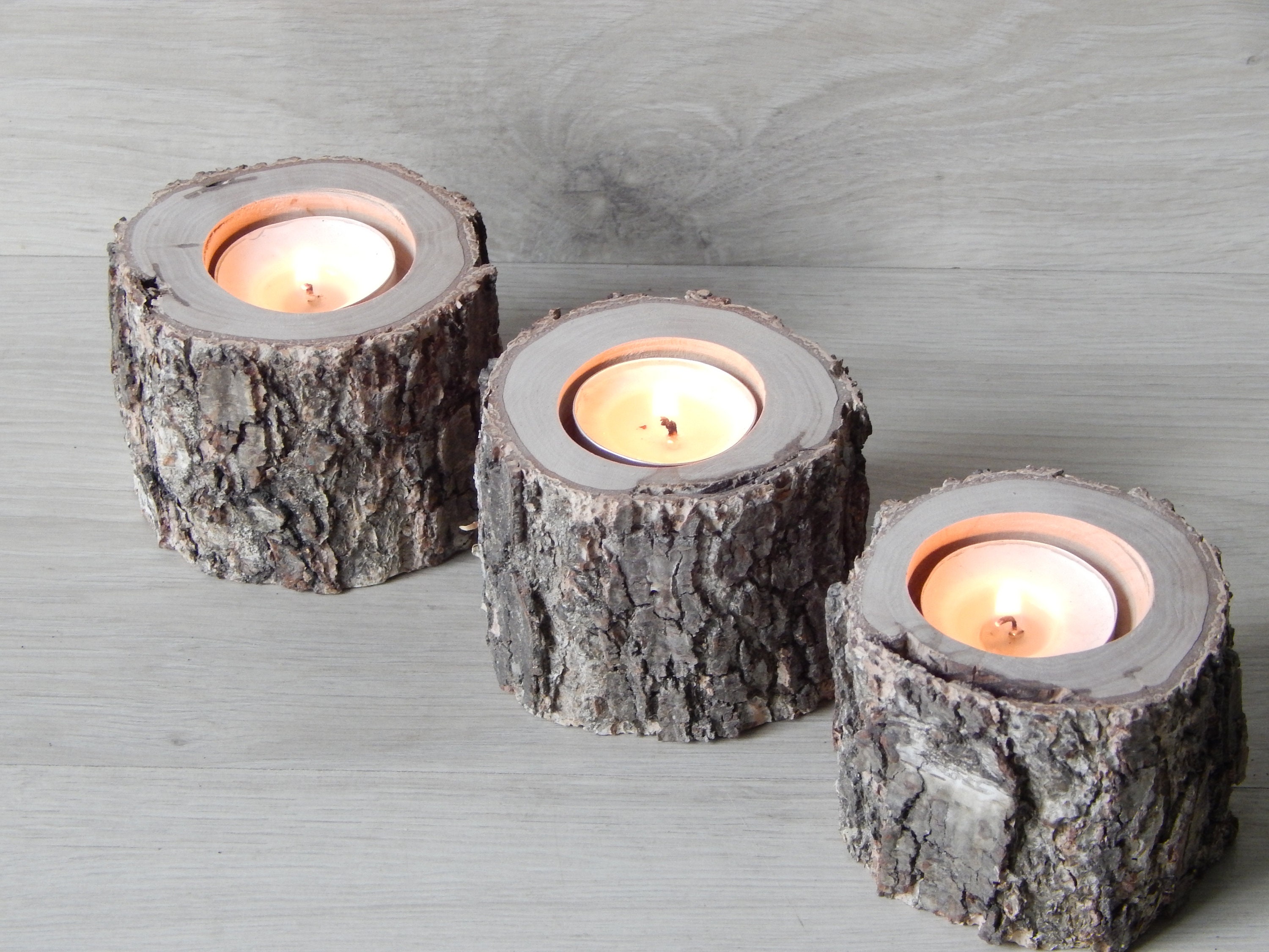 SET OF 3 Birch Candle Holders White birch candle Tree Branch Etsy
