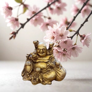 Figurine sitting Laughing Buddha made of brass , laughing buddha signifies for Good Luck & Happiness.18