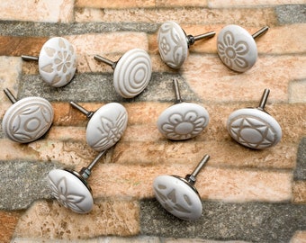 20 mix assorted  white creme creame cream ceramic knobs door pulls kitchen drawer pull cupboard puller