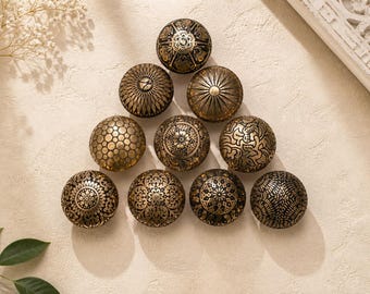 Set of 10 Moroccan Brass Knob Marrakesh Cabinet Drawer knobs Pull DIY Supplies Home Improvement kitchen cupboard pulls