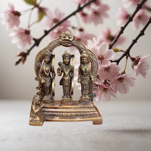 Ram Darbar Statue,17 cm Antique look Bronze Ram Darbar, Ramdarbar Idol, Lord Rama, Lord Hanuman, Lord Laxman, Sita Mata, Rama family Idol.54