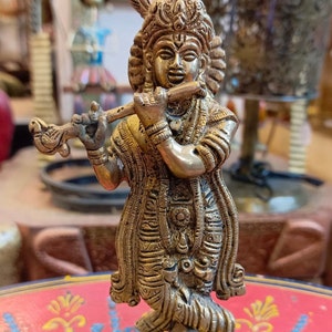 Krishna statue, 18 CM Brass Krishna Statue,  Krishna Idol, Lord Krishna Ji for Temple, home Decor, Corner, pooja, Gifts .25