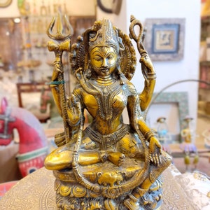 Brass Ardhnareshwar Statue, 23.5 cm big Brass Ardhanarishvara Figure, Half Shiva Half Parvati Statue, Brass Shiva-Shakti Idol.37