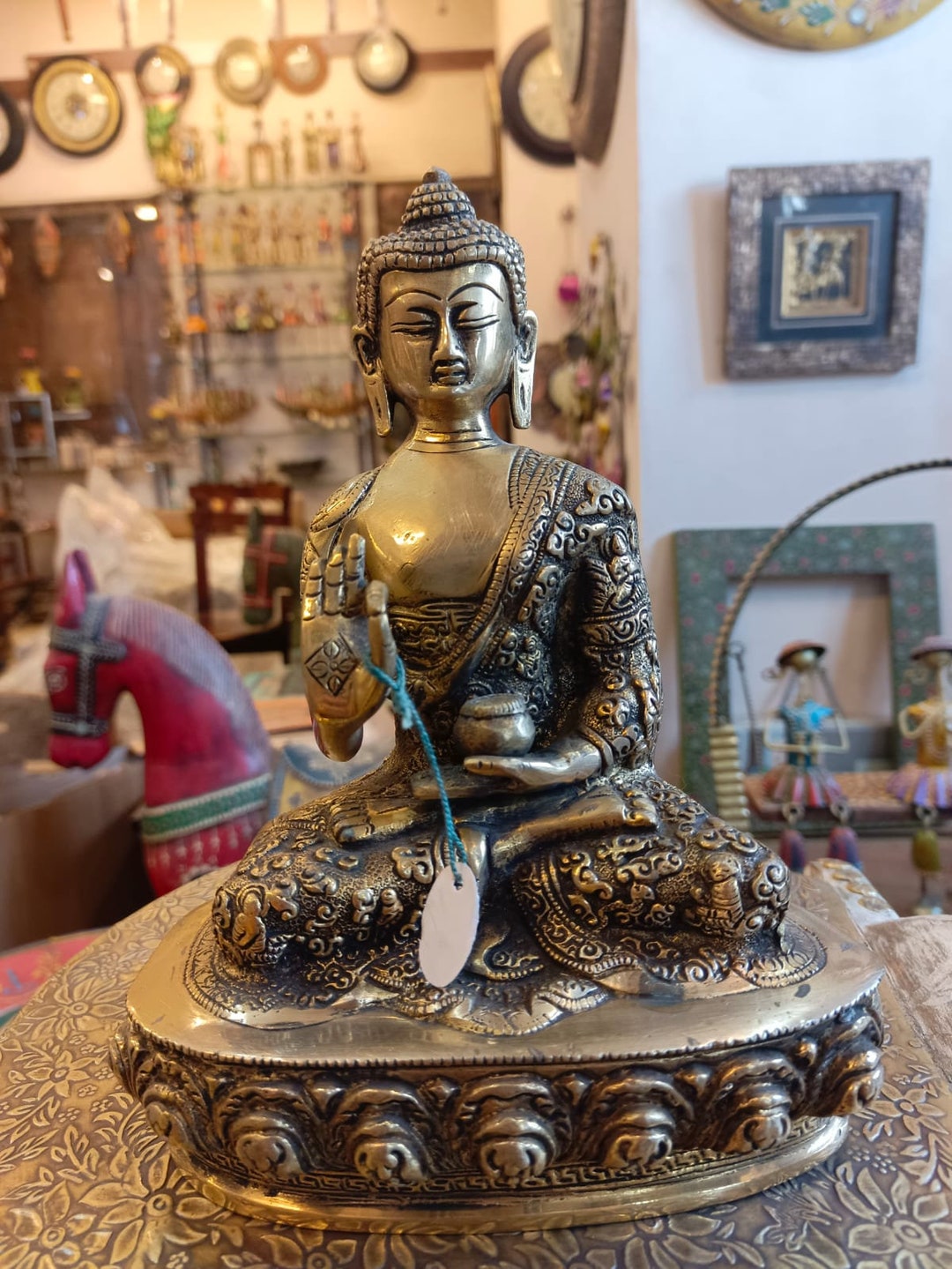 Big Buddha Statue 23.5 Cm Golden Finish . Brass Buddha Etsy