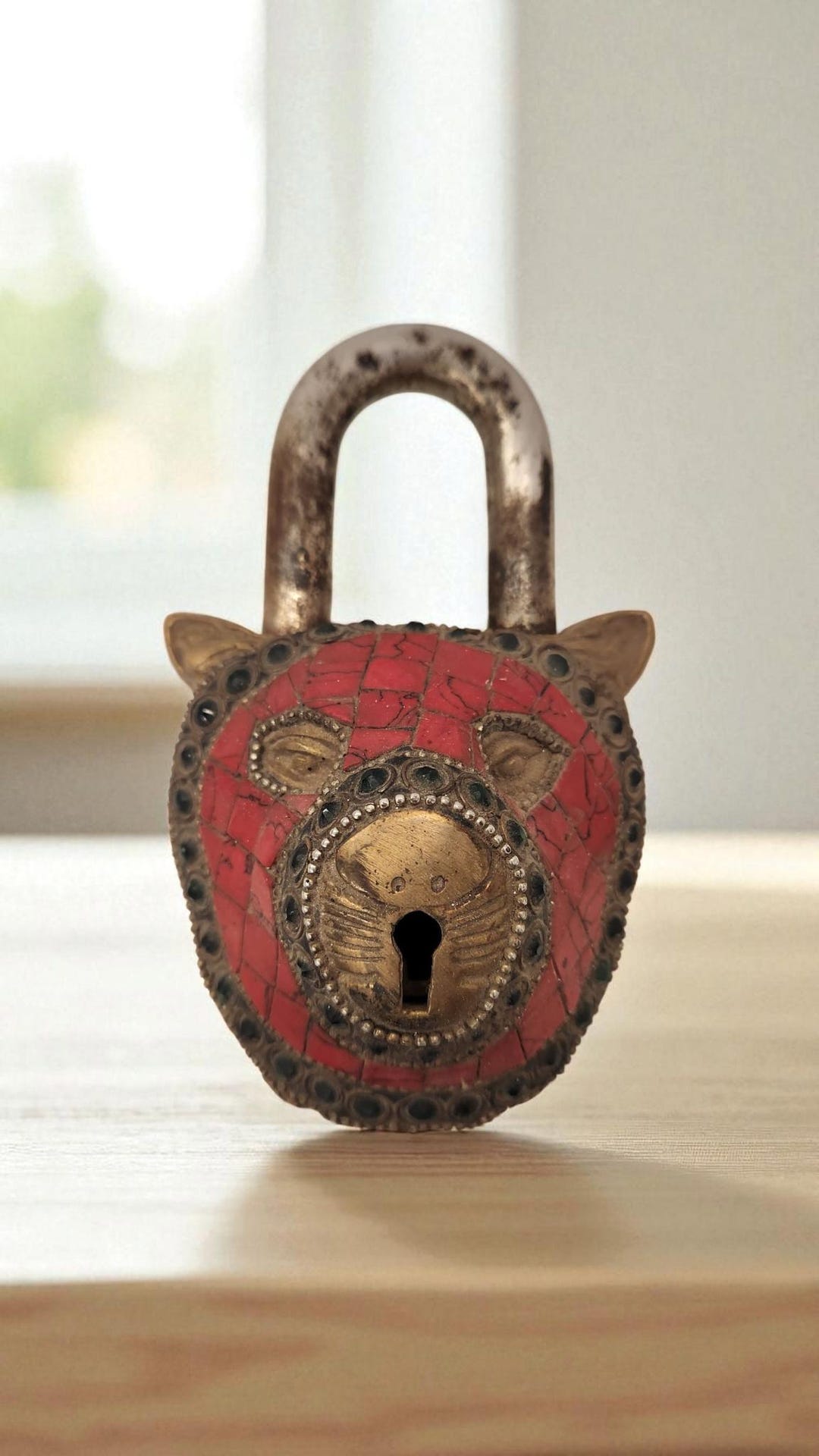 Solid Brass Bear Padlock With Keys, Functional Antique Padlock, Indian ...