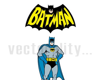 Batman Comic Book Super Hero Retro Vintage Figure Vector Art Instant Download Ai eps svg pdf dxf png jpg Cut Print Design