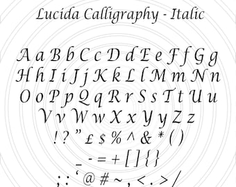 En bois lettres & numéros dans Lucida Calligraphie tailles de police 2-3-4-5-6-8 et 10 cm