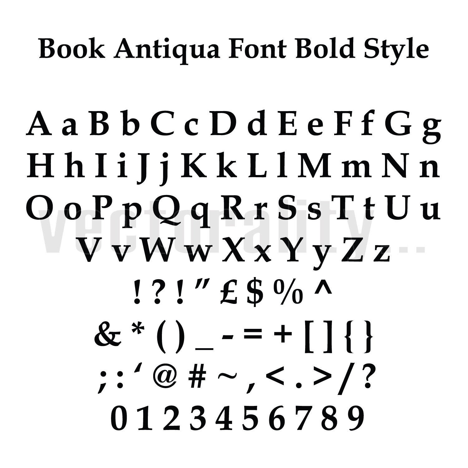 Book Antiqua Font Bold Style Alphabet Numbers Letters Vector Etsy Canada