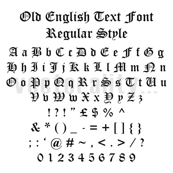 Old English Text Font Regular Style Alphabet Letters Vector | Etsy
