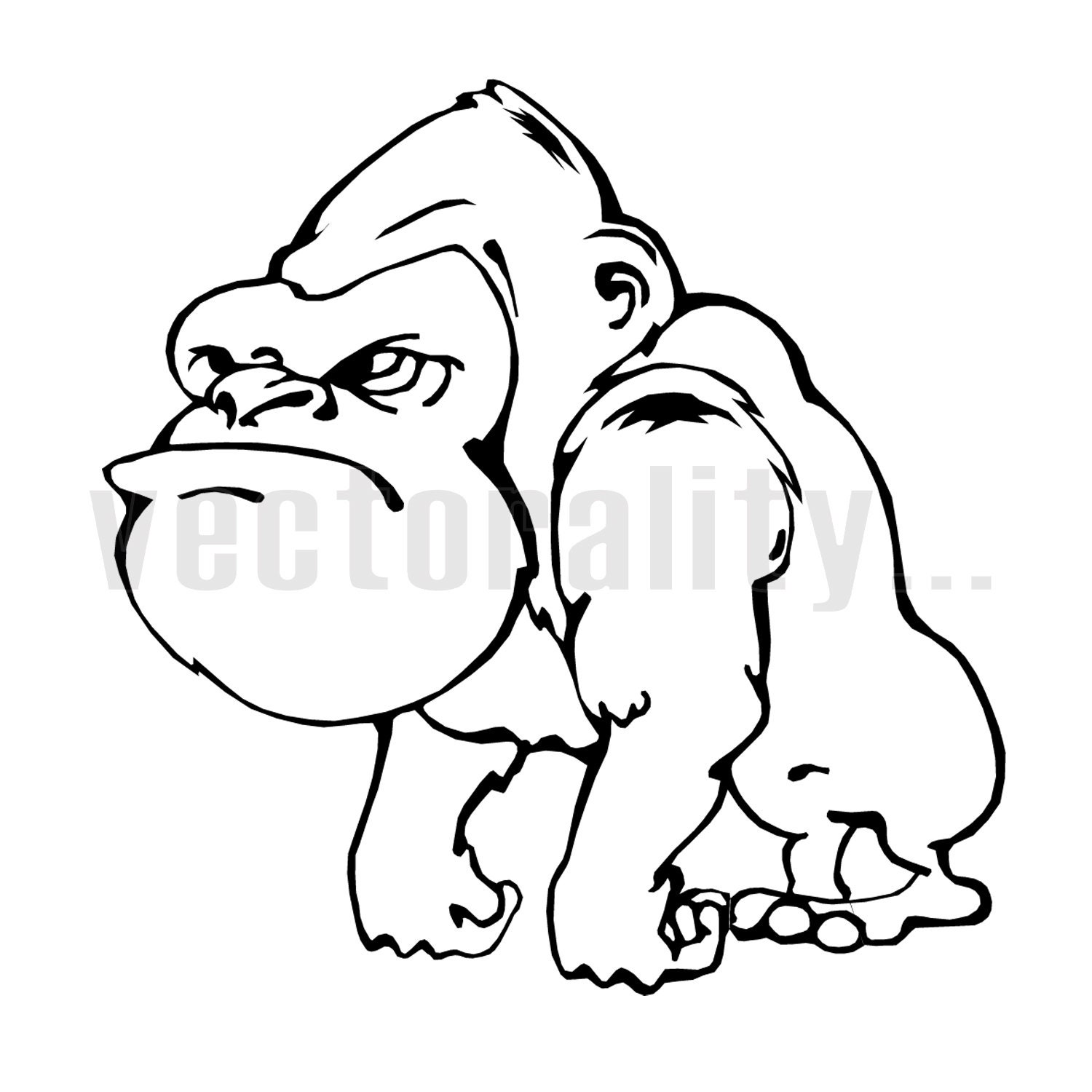 Silver Back Gorilla Cartoon Animal Outline Vector Instant - Etsy Silver Back Gorilla Cartoon Animal Outline Vector Instant - Etsy